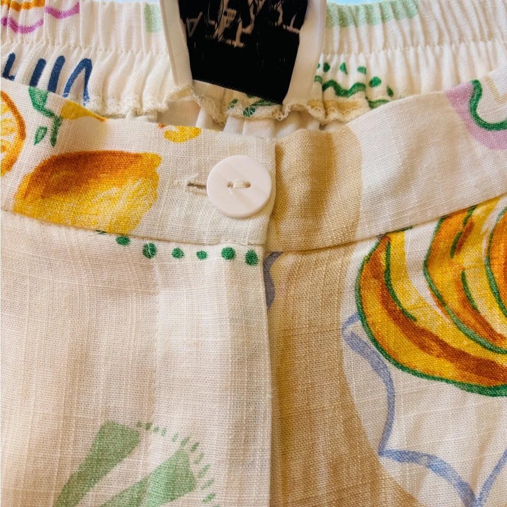 Paper Heart XL Patterned Lined Women’s White Shorts Button Closure Elastic Waist - Picture 3 of 5